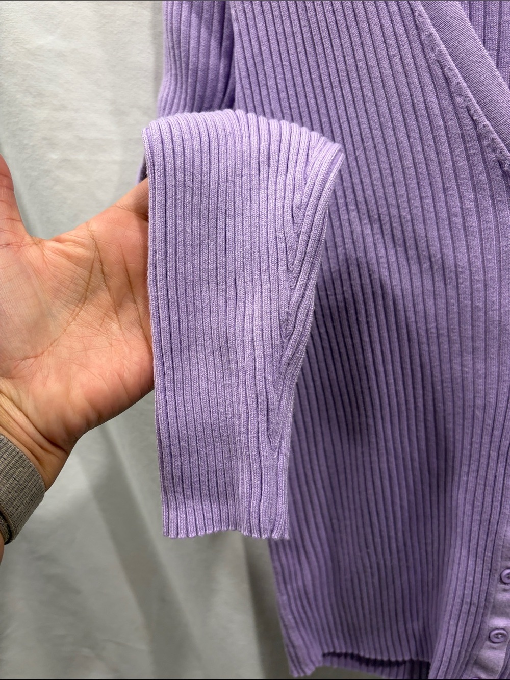 Torrid Lavender Ribbed V-Neck Button Cardigan - Picture 3 of 7